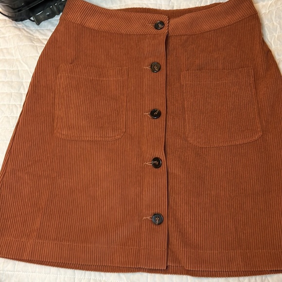 Terracotta Corduroy A Line Skirt - Picture 2 of 14